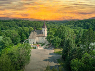 Fototapeta premium Castle and church in Korzkiew, Poland.