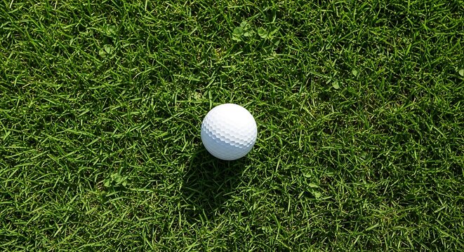 Golf Ball on Lush Green Grass A Perfect Putt Awaits on the Fairway - Powered by Adobe