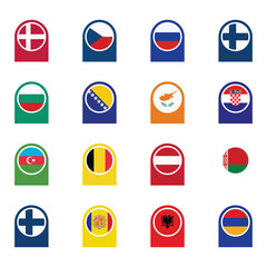 Set of Various Shaped Flags Isolated on White Background