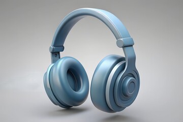 Naklejka premium Sleek modern blue over ear headphones on a neutral background
