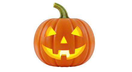 Halloween pumpkin with glowing face isolated on transparent background