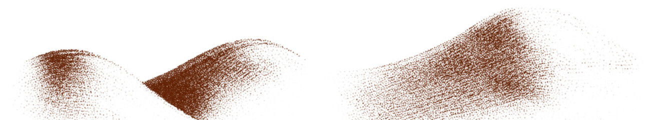  Chocolate and coffee powder, scattered cocoa on a light background. Particles of earth and dust. Brown sand texture.Top view of the cake.