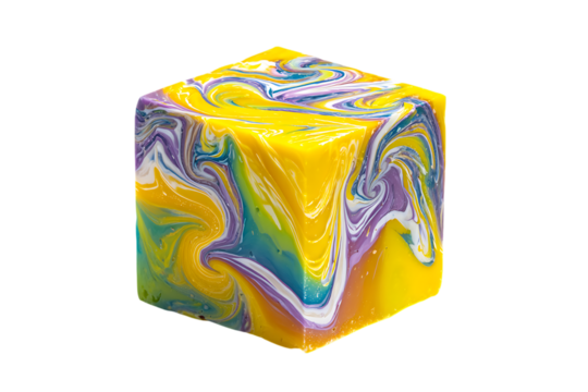 Abstract colorful cube with swirl pattern