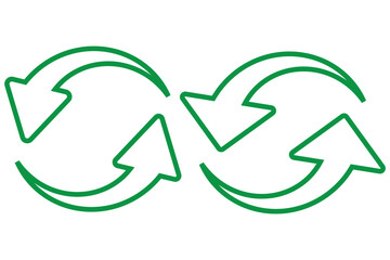Two arrow spin icon, recycle round, circle refresh or restart. Dual Arrow. Double side arrow icon set. alternating icon, refreshing arrow. Vector illustration on white