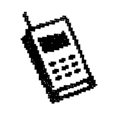 Hand drawn vintage cellphone isolated on white background