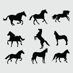 collection of black and gray horse silhouettes