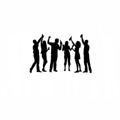 Fototapeta premium Silhouette of a group celebrating the launch of their product on white background