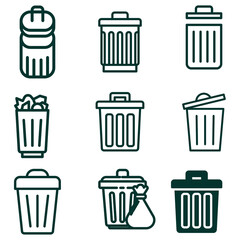 recycle bin icon set