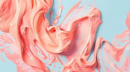 Pink smoke with blue backgroundม Abstract pastel coral pink color paint with pastel blue background. Fluid creative concept composition with copy space. Minimal natural luxury