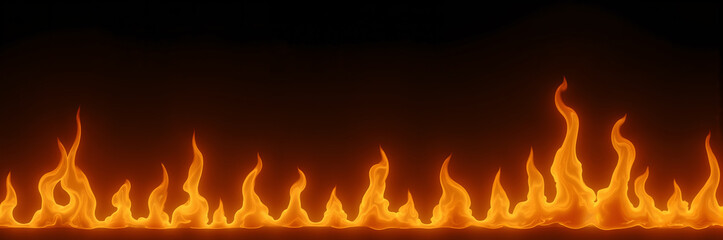 Vivid, photorealistic flames rise in tangerine and golden yellow hues against a stark black background, capturing texture, kinetic energy, and fluid motion for bold visual impact.