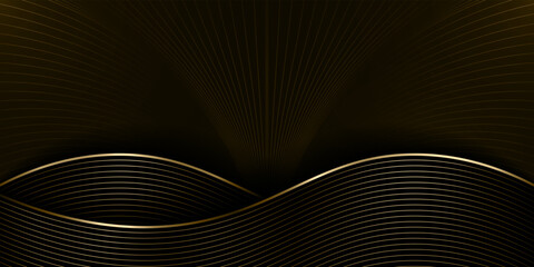 Abstract black and gold lines luxury background