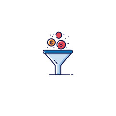 Minimalist Marketing Funnel - Blue & Red Coin Illustration