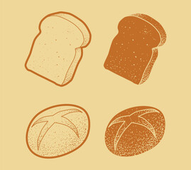 Sliced Bread and Buns Hand Drawn Style