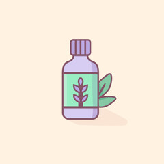 Flat vector of essential oil used in stress relief, calming therapy, meditation, and holistic health practices