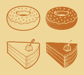 Donuts and Cakes Retro Illustration