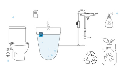 vector illustration of a shower