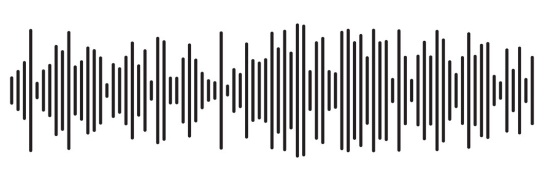 Black sound wave icon. Podcast soundwave line of voice. Record music player Icon. Mobile talk track. Sound waves for voice message. Audio wave icon.Waves of the equalizer. Voice message and sound 