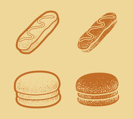Eclairs and Macarons Vintage Vector Set