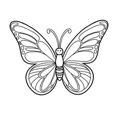 Cute Butterfly Line Art for Coloring Book