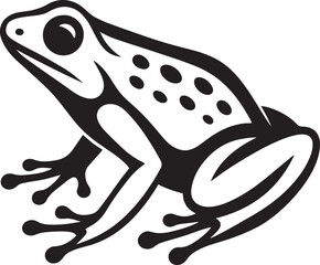 Frog illustration stylish black and white sketch, Amphibian vector drawing clean design
