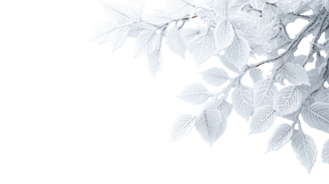 Frosty Tree Branch on Transparent Background
