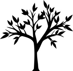 Tree symbol, black vector tree design for logos and nature graphics
