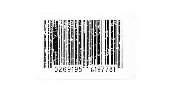 Distressed Barcode: White Label with Faded Black Lines and Numbers