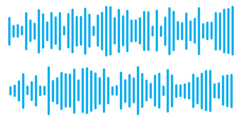 Blue radio Wave icon. Monochrome simple sound wave. Music player sound bar. Record interface. Blue Sound wave voice message audio vector. Music wave line sound noise icon. blue sound wave icon vector.