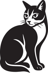 Elegant cat silhouette black and white vector, Stylish feline design clean graphic