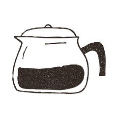 Coffee pot, cartoon doodle vector illustration isolated on white background. Hand drawn outline art with grunge texture. Concept of cafe.