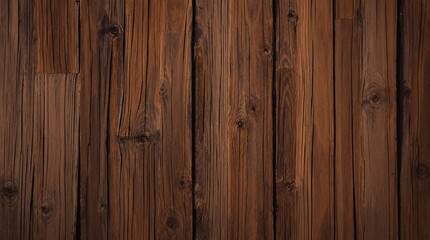Fototapeta premium Warm Rustic: Weathered Wood Planks, Vertical Grain Texture, Rich Brown Tones, Aged Surface.
