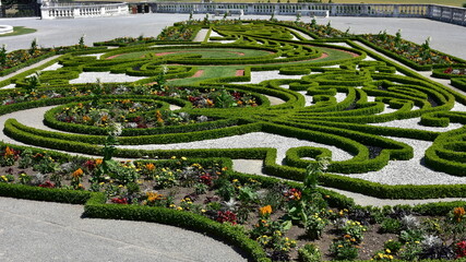 baroque garden with different flower and plants