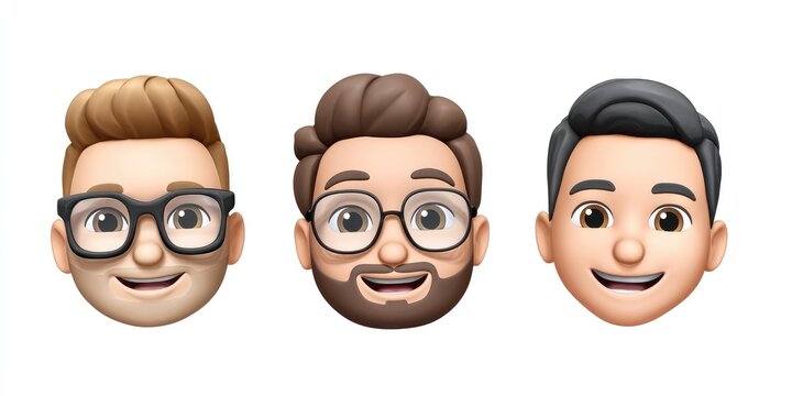 Collection of diverse memoji characters showcasing various hairstyles and expressions for digital communication