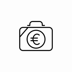 euro luggage case icon sign vector