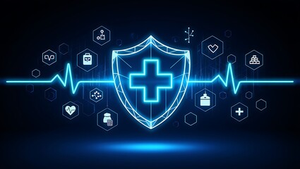 Naklejka premium Digital Shield Protecting Electronic Data Circuits from Cyber Threats