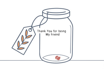 Minimalist illustration of a glass jar with a simple tag attached