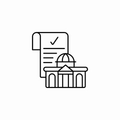 government building approved document icon sign vector