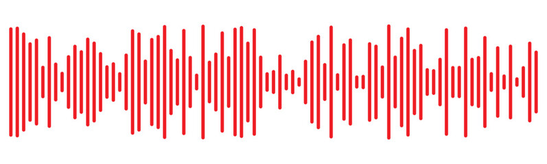 Red sound wave icon. Red Podcast soundwave line of voice. Record music player in red colour. Mobile talk track. Red Sound waves for voice message. Audio wave icon.Waves of the equalizer. 