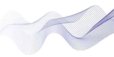 Abstract flowing wave made of thin, blue gradient lines on a white background. Elegant, minimal design perfect for technology, sound waves, data visualization, or modern artistic compositions.