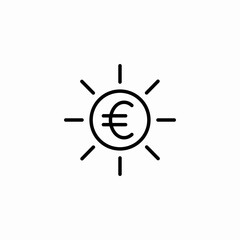 radiating euro currency icon sign vector