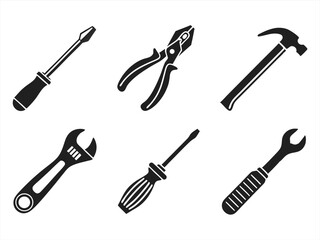 repair icon set sihouette black vector bundle