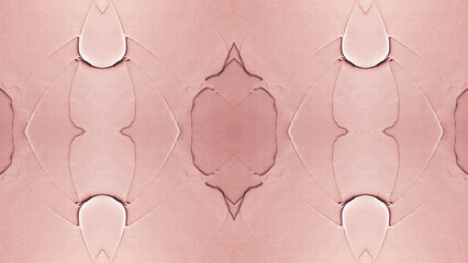 Symmetrical abstract design with a soft pink color palette, featuring mirrored, curved shapes that...