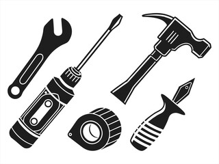 repair icon set sihouette black vector bundle