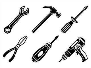 repair icon set sihouette black vector bundle