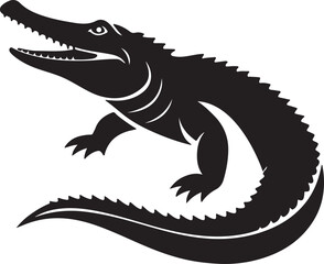 Black color vector illustration of a crocodile