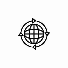 worldwide delivery arrows icon sign vector