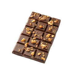 Gourmet Dark Chocolate Bar with Walnuts and Toffee - Close-up Studio Shot
