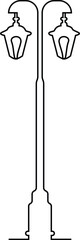 Continuous one line illustration of a street lantern, isolated on transparent background. Vector Illustration