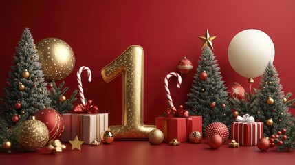 Festive holiday scene celebrating a golden first with elegant Christmas decor