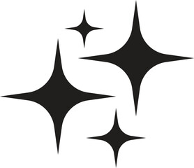 Abstract Four Point Sparkle – Flat Black Star Symbol